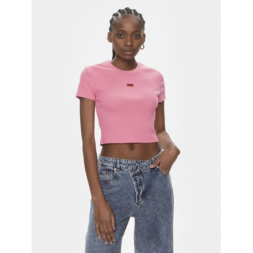 Hugo T-Shirt Deluisa_1 50508636 Różowy Slim Fit ze sklepu MODIVO w kategorii Bluzki damskie - zdjęcie 182646510