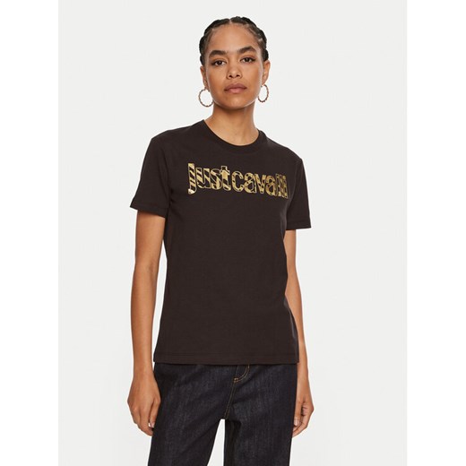 Just Cavalli T-Shirt 77PAHT03 Czarny Slim Fit ze sklepu MODIVO w kategorii Bluzki damskie - zdjęcie 182646581