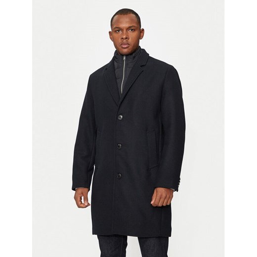 Lindbergh Płaszcz wełniany 30-303046 Czarny Regular Fit ze sklepu MODIVO w kategorii Płaszcze męskie - zdjęcie 182646671