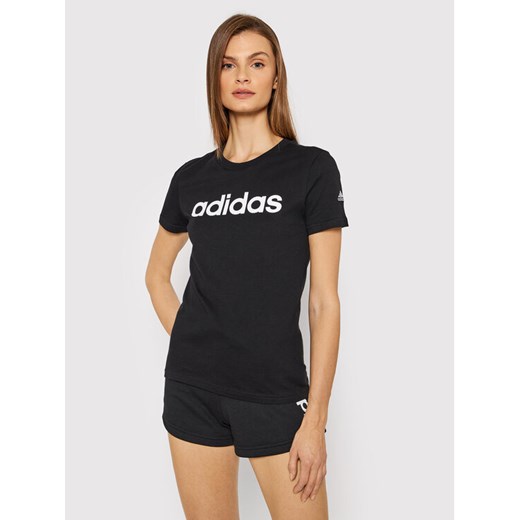 adidas T-Shirt Loungewear Essentials Logo GL0769 Czarny Slim Fit ze sklepu MODIVO w kategorii Bluzki damskie - zdjęcie 182646760