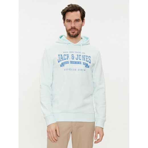 Jack&Jones Bluza Logo 12233597 Błękitny Standard Fit ze sklepu MODIVO w kategorii Bluzy męskie - zdjęcie 182646890