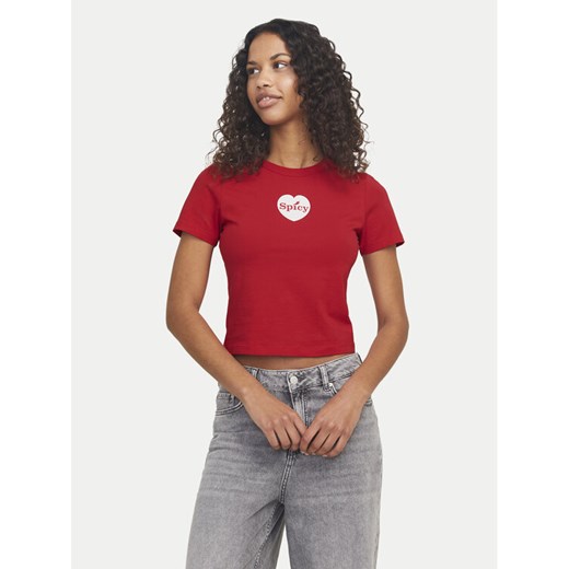 JJXX T-Shirt Gigi 12277657 Czerwony Stretch Fit ze sklepu MODIVO w kategorii Bluzki damskie - zdjęcie 182646944