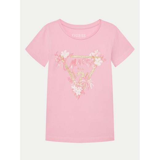 Guess T-Shirt K5GI14K6YW4 Różowy Regular Fit ze sklepu MODIVO w kategorii Bluzki dziewczęce - zdjęcie 182646951