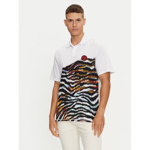 Just Cavalli Polo 76OAG6R1 Biały Regular Fit ze sklepu MODIVO w kategorii T-shirty męskie - zdjęcie 182646964