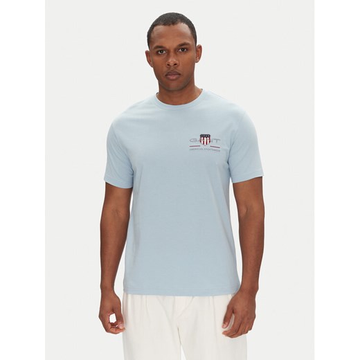 Gant T-Shirt Archive Shield 2067004 Błękitny Regular Fit ze sklepu MODIVO w kategorii T-shirty męskie - zdjęcie 182647464
