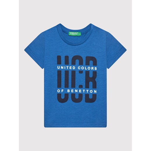 United Colors Of Benetton T-Shirt 3I1XG100G Niebieski Regular Fit ze sklepu MODIVO w kategorii Koszulki niemowlęce - zdjęcie 182647484