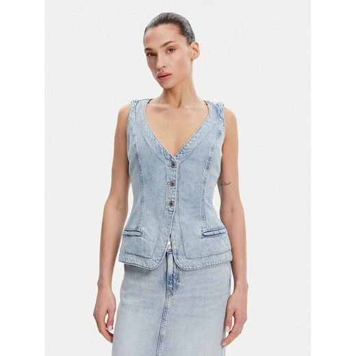 Guess Kamizelka W5GN89 D5B96 Niebieski Regular Fit ze sklepu MODIVO w kategorii Kamizelki damskie - zdjęcie 182647552