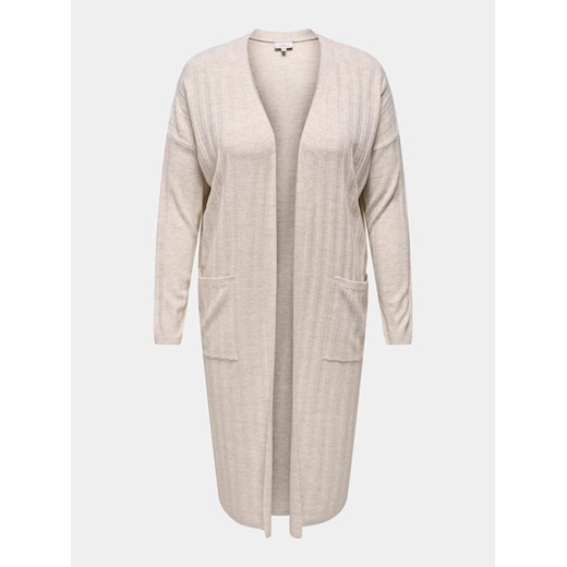 ONLY Carmakoma Kardigan 15282289 Beżowy Regular Fit ze sklepu MODIVO w kategorii Swetry damskie - zdjęcie 182647624