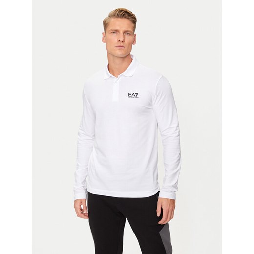 EA7 Emporio Armani Polo 8NPF15 PJVQZ 1100 Biały Regular Fit ze sklepu MODIVO w kategorii T-shirty męskie - zdjęcie 182647633