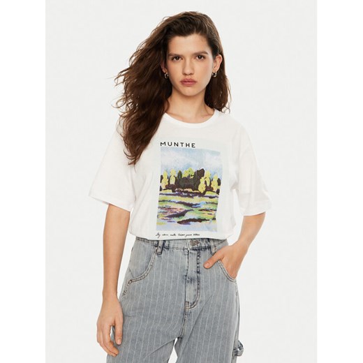 Munthe T-Shirt Silane 244110024460 Biały Regular Fit ze sklepu MODIVO w kategorii Bluzki damskie - zdjęcie 182647782