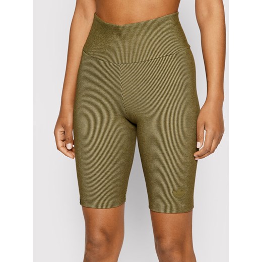 adidas Kolarki 2 Colored Rib HF2105 Zielony Slim Fit ze sklepu MODIVO w kategorii Szorty - zdjęcie 182647874