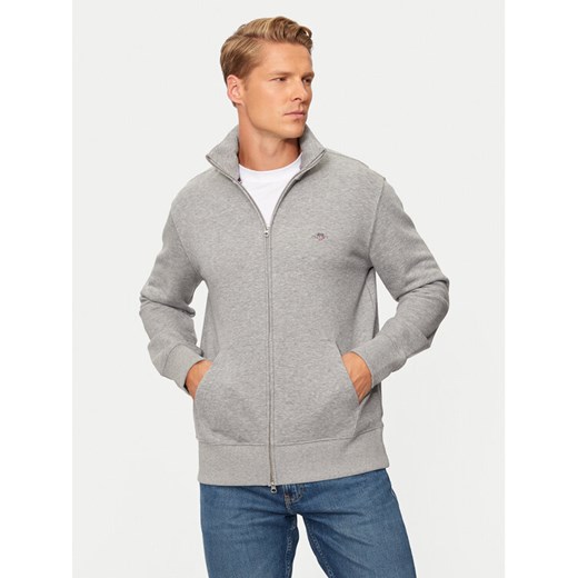 Gant Bluza Shield 2008006 Szary Regular Fit ze sklepu MODIVO w kategorii Bluzy męskie - zdjęcie 182647891