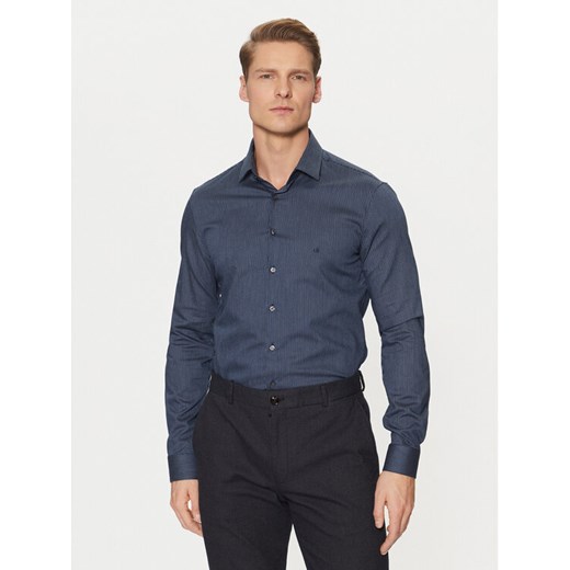 Calvin Klein Koszula K10K113844 Granatowy Slim Fit ze sklepu MODIVO w kategorii Koszule męskie - zdjęcie 182648194