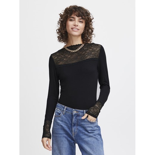 ICHI Bluzka 20120401 Czarny Slim Fit ze sklepu MODIVO w kategorii Bluzki damskie - zdjęcie 182648231