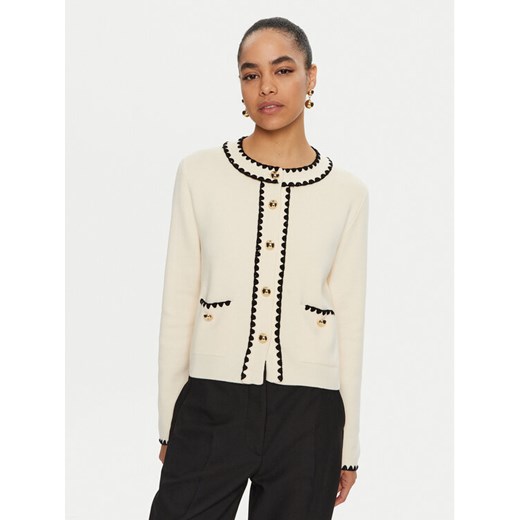Luisa Spagnoli Kardigan Megaduca 58398 Écru Slim Fit ze sklepu MODIVO w kategorii Swetry damskie - zdjęcie 182648411