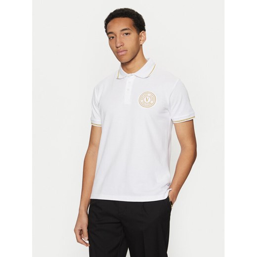 Versace Jeans Couture Polo 78GAGT00 Biały Regular Fit ze sklepu MODIVO w kategorii T-shirty męskie - zdjęcie 182648771