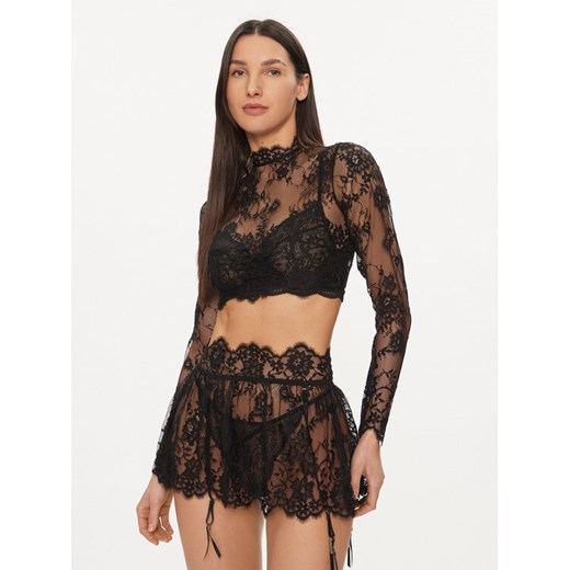 Hunkemöller Bluzka Mya 205075 Czarny Slim Fit ze sklepu MODIVO w kategorii Piżamy damskie - zdjęcie 182648823