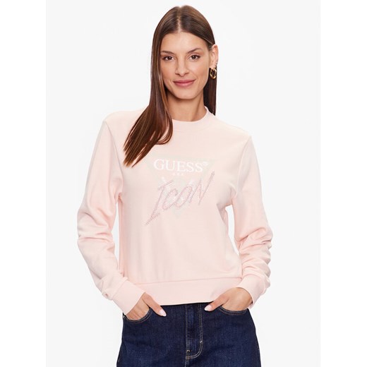 Guess Bluza W3YQ01 KB683 Różowy Regular Fit ze sklepu MODIVO w kategorii Bluzy damskie - zdjęcie 182648874