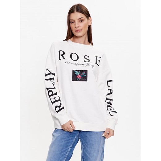 Replay Bluza W3638G.000.23358P Biały Regular Fit ze sklepu MODIVO w kategorii Bluzy damskie - zdjęcie 182648961