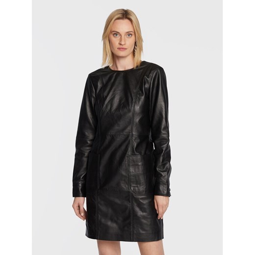Remain Sukienka skórzana Hanna RM1824 Czarny Regular Fit ze sklepu MODIVO w kategorii Sukienki - zdjęcie 182648984