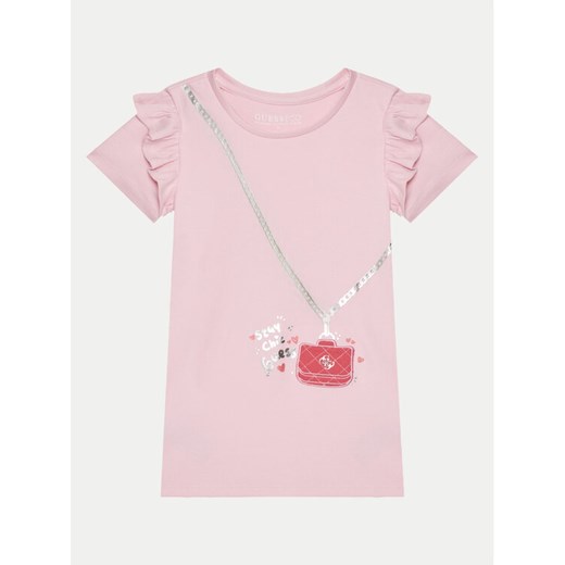 Guess Sukienka codzienna K5RK00 KA6W4 Różowy Regular Fit ze sklepu MODIVO w kategorii Sukienki dziewczęce - zdjęcie 182649182