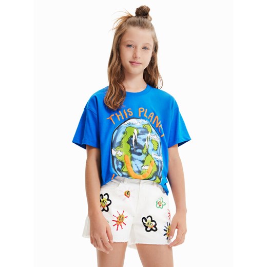 Desigual T-Shirt 23SBTK09 Niebieski Regular Fit ze sklepu MODIVO w kategorii Bluzki dziewczęce - zdjęcie 182649244