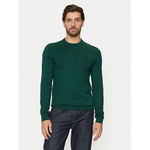 U.S. Polo Assn. Sweter MUP2961 Zielony Regular Fit ze sklepu MODIVO w kategorii Swetry męskie - zdjęcie 182649503