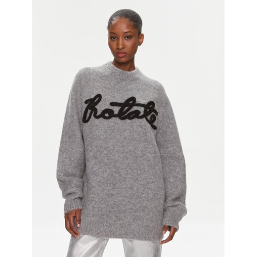 ROTATE Sweter Knit Oversize Logo Jumper 1120921249 Szary Oversize ze sklepu MODIVO w kategorii Swetry damskie - zdjęcie 182649731