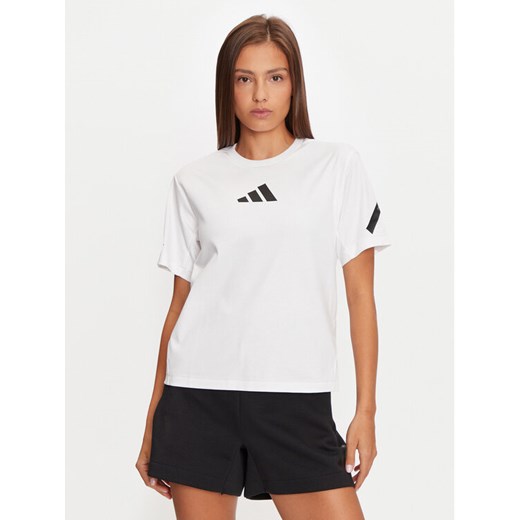 adidas T-Shirt Z.N.E. JE7857 Biały Regular Fit ze sklepu MODIVO w kategorii Bluzki damskie - zdjęcie 182649850