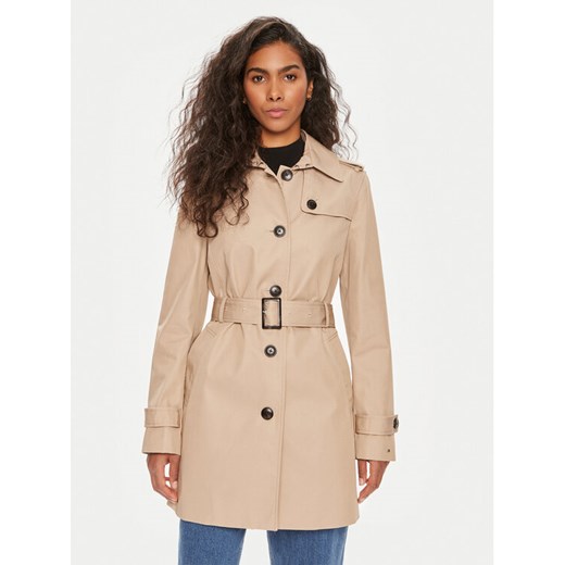Tommy Hilfiger Trencz Heritage Single WW0WW24966 Beżowy Regular Fit ze sklepu MODIVO w kategorii Płaszcze damskie - zdjęcie 182649862