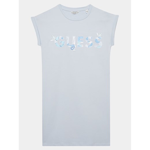 Guess Sukienka codzienna J4GK14 KAE23 Błękitny Regular Fit ze sklepu MODIVO w kategorii Sukienki dziewczęce - zdjęcie 182650184