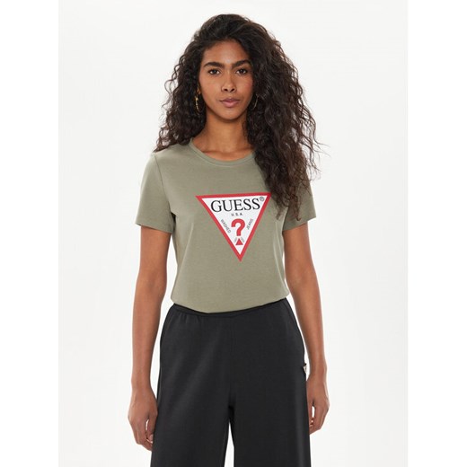 Guess T-Shirt W1YI1B I3Z14 Zielony Regular Fit ze sklepu MODIVO w kategorii Bluzki damskie - zdjęcie 182650243