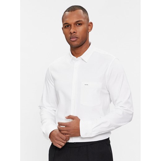 Calvin Klein Koszula K10K110858 Biały Slim Fit ze sklepu MODIVO w kategorii Koszule męskie - zdjęcie 182650381