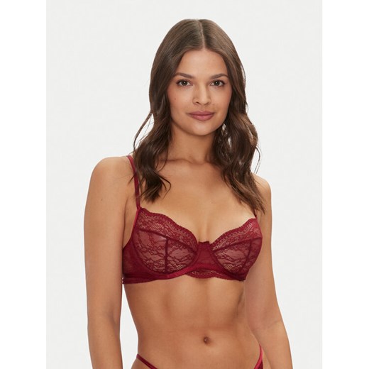 Hunkemöller Biustonosz z fiszbiną Isabelle 206364 Bordowy ze sklepu MODIVO w kategorii Biustonosze - zdjęcie 182650492