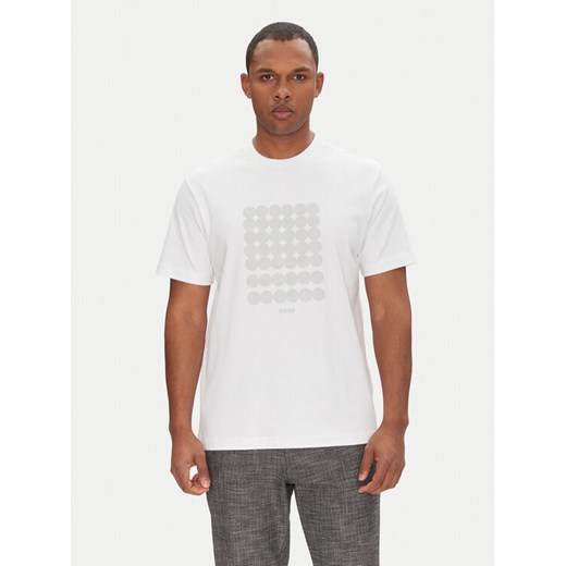 BOSS T-Shirt Tee Print Striped C 50537845 Biały Relaxed Fit ze sklepu MODIVO w kategorii T-shirty męskie - zdjęcie 182650614
