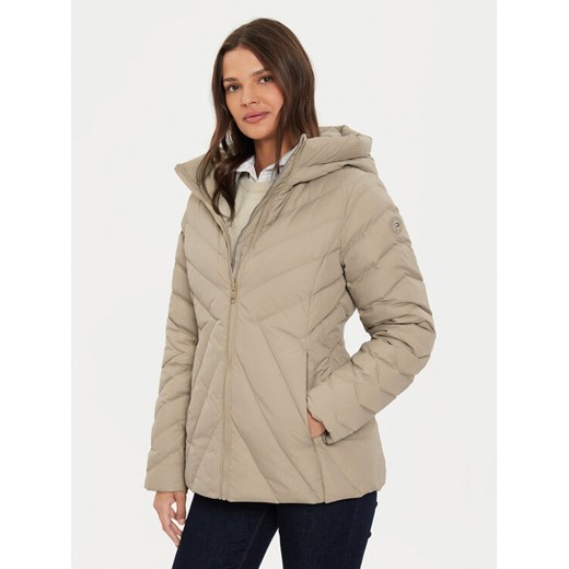 Tommy Hilfiger Kurtka puchowa Chevron WW0WW42623 Beżowy Regular Fit ze sklepu MODIVO w kategorii Kurtki damskie - zdjęcie 182650813