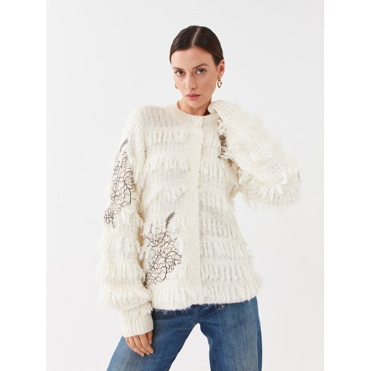 TWINSET Kardigan 232TP3130 Écru Regular Fit ze sklepu MODIVO w kategorii Swetry damskie - zdjęcie 182650971