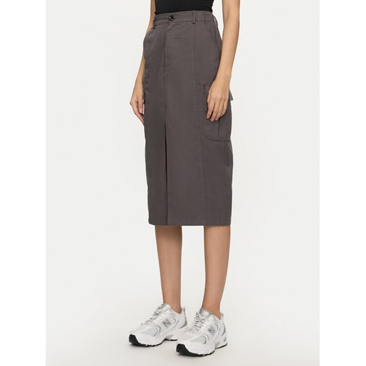 Brave Soul Spódnica midi LSKW-272NANCYCHA Szary Regular Fit ze sklepu MODIVO w kategorii Spódnice - zdjęcie 182651073