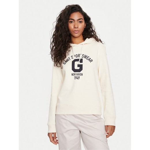 Gant Bluza Logo 4200847 Écru Relaxed Fit ze sklepu MODIVO w kategorii Bluzy damskie - zdjęcie 182651854