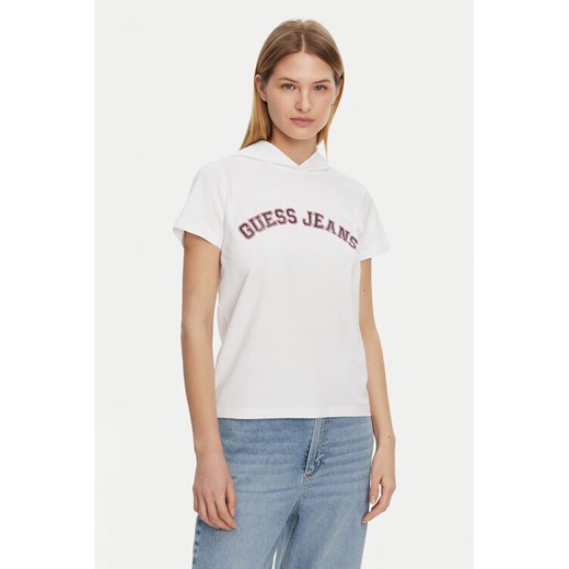 Guess Jeans T-Shirt W5GP28 J1314 Biały Regular Fit ze sklepu MODIVO w kategorii Bluzki damskie - zdjęcie 182651922