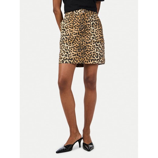 YAS Spódnica jeansowa Leonora 26036831 Brązowy Slim Fit ze sklepu MODIVO w kategorii Spódnice - zdjęcie 182652004