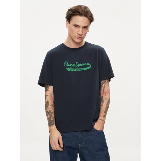 Pepe Jeans T-Shirt Claude PM509390 Granatowy Regular Fit ze sklepu MODIVO w kategorii T-shirty męskie - zdjęcie 182652221