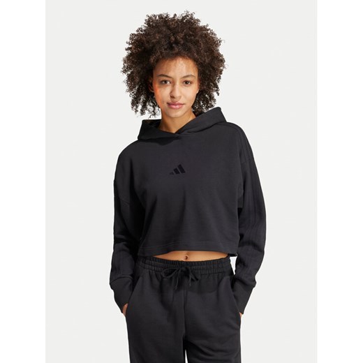 adidas Bluza ALL SZN French Terry 3-Stripes JI9104 Czarny Regular Fit ze sklepu MODIVO w kategorii Bluzy damskie - zdjęcie 182652381