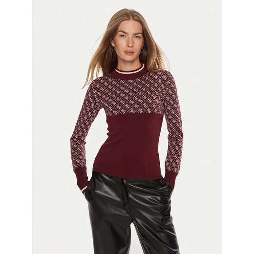 Guess Sweter W3BR81 Z37K0 Bordowy Regular Fit ze sklepu MODIVO w kategorii Swetry damskie - zdjęcie 182652383