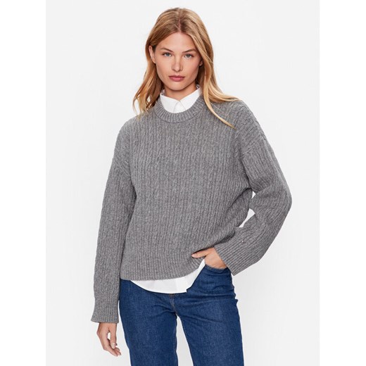 Tommy Hilfiger Sweter WW0WW39003 Szary Oversize ze sklepu MODIVO w kategorii Swetry damskie - zdjęcie 182652702
