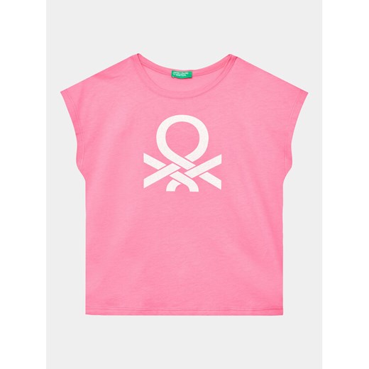 United Colors Of Benetton T-Shirt 3I1XC10C0 Różowy Regular Fit ze sklepu MODIVO w kategorii Bluzki dziewczęce - zdjęcie 182652703