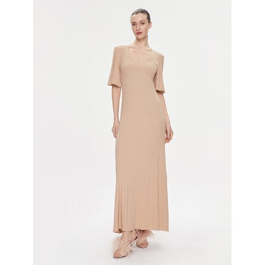TWINSET Sukienka dzianinowa 241TP3402 Beżowy Regular Fit ze sklepu MODIVO w kategorii Sukienki - zdjęcie 182652722