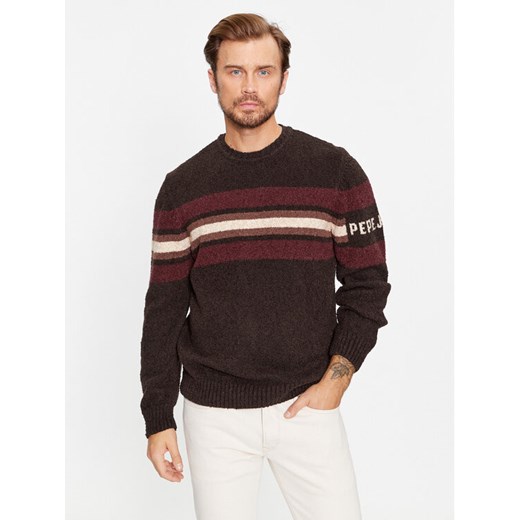 Pepe Jeans Sweter Scott PM702370 Brązowy Regular Fit ze sklepu MODIVO w kategorii Swetry męskie - zdjęcie 182652812