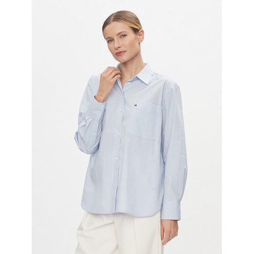 Tommy Hilfiger Koszula Essential WW0WW41410 Błękitny Regular Fit ze sklepu MODIVO w kategorii Koszule damskie - zdjęcie 182653084