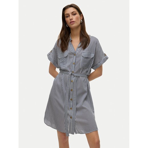 Vero Moda Sukienka koszulowa Bumpy 10325828 Granatowy Loose Fit ze sklepu MODIVO w kategorii Sukienki - zdjęcie 182653163